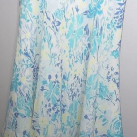 Ann Taylor Petite Silk Crochet Blue Mini Dress - Picture 4 of 11